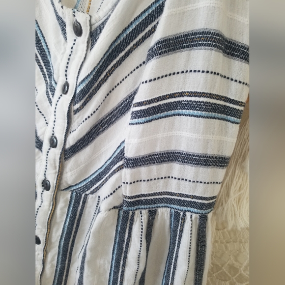 Zara Nantucket Coastal Stripe Button down Dress Size Medium - Picture 3 of 4